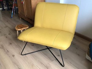 ShopX Leren fauteuil smile 80 70 geel, geel leer, gele stoel