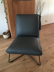 ShopX Leren fauteuil less 41 grijs, grijs leer, grijze stoel