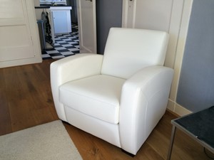 ShopX Leren fauteuil kindly wit, wit leer, witte stoel
