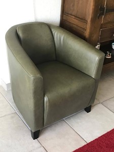 ShopX Leren fauteuil press groen, groen leer, groene stoel