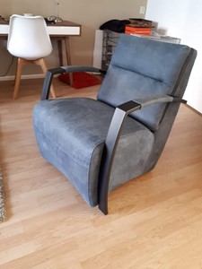 ShopX Leren fauteuil arrival blauw, blauw leer, blauwe stoel