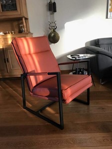 ShopX Leren fauteuil square bruin, bruin leer, bruine stoel