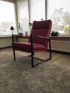 ShopX Leren fauteuil square 64 rood, rood leer, rode stoel