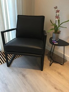 ShopX Leren fauteuil secret 42 zwart, zwart leer, zwarte stoel