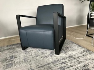 ShopX Leren fauteuil touch 366 blauw, blauw leer, blauwe stoel