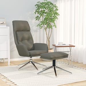 VidaXL Relaxstoel met voetenbank echt leer en kunstleer grijs 8720286884935