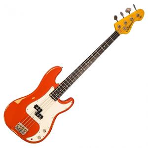Vintage V4 Icon Bass Distressed Firenza Red Electric Bass Guitar