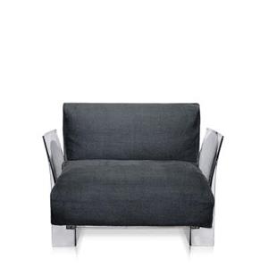 Kartell Pop Linen Sessel/Sofa  Gestellfarbe: transparent Farbe: grau