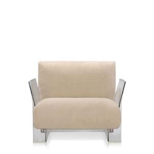 Kartell Pop Linen Sessel/Sofa  Gestellfarbe: transparent Farbe: beige