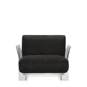 Kartell Pop Linen Sessel/Sofa  Gestellfarbe: transparent Farbe: schwarz