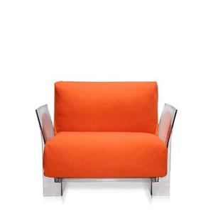 Kartell Pop Trevira™ Sessel/Sofa  Gestellfarbe: transparent Farbe: orange