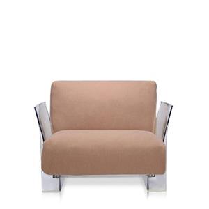 Kartell Pop Trevira™ Sessel/Sofa  Gestellfarbe: transparent Farbe: taubengrau
