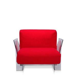 Kartell Pop Trevira™ Sessel/Sofa  Gestellfarbe: transparent Farbe: rot