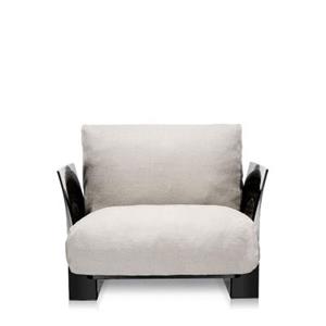 Kartell Pop Linen Sessel/Sofa  Gestellfarbe: schwarz Farbe: weiss