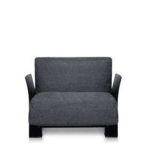 Kartell Pop Linen Sessel/Sofa  Gestellfarbe: schwarz Farbe: grau