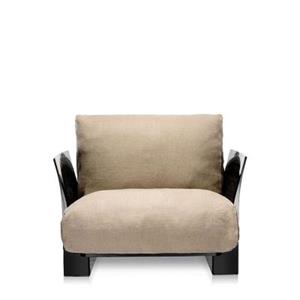 Kartell Pop Linen Sessel/Sofa  Gestellfarbe: schwarz Farbe: beige