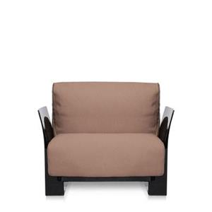 Kartell Pop Trevira™ Sessel/Sofa  Gestellfarbe: schwarz Farbe: taubengrau
