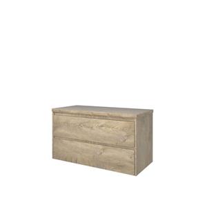 Proline Top wastafelonderkast Set 100x46x55.2cm onderkast symmetrisch Raw oak en afdekplaat Raw oak 1817261