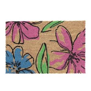 RELAXDAYS Kokos Fußmatte mit Blumen-Motiv mehrfarbig