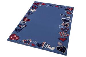 Wecon home Kinderteppich -  Just Hearts - 100% Polyester Mikrofaser - 8,5mm - pflegeleicht blau Gr. 80 x 150