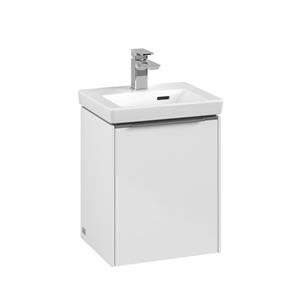 Villeroy & Boch Subway 3.0 wastafelonderkast 40x40x30cm met 1 linksdraaiende softclose deur met aluminium glanzende greep spaanplaat Brilliant white C58300VE