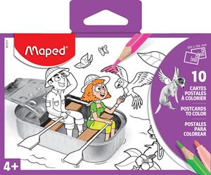 Maped briefkaart om in te kleuren, ft 10 x 15 cm, pak van 10 vel