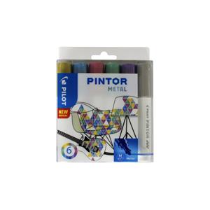 Verfstift Pilot Pintor metalic 1.4mm ass etui Ã 6 stuks assorti