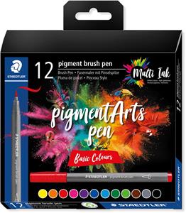 Staedtler Pigment Arts brush pen, etui van 12 stuks, Basic Colours