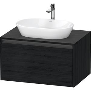 Duravit Ketho 2 wastafelonderbouwkast incl. consoleplaat met 1 lade 80x55x45.9cm met handgreep antraciet eiken zwart mat K24885016160000