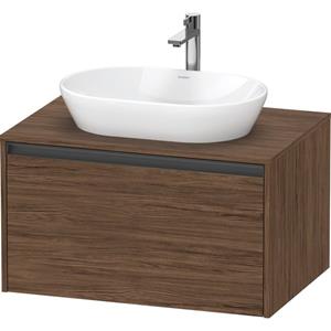 Duravit Ketho 2 wastafelonderbouwkast incl. consoleplaat met 1 lade 80x55x45.9cm met handgreep antraciet donker noten mat K24885021210000