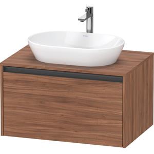 Duravit Ketho 2 wastafelonderbouwkast incl. consoleplaat met 1 lade 80x55x45.9cm met handgreep antraciet noten mat K24885079790000