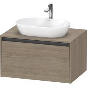 Duravit Ketho 2 wastafelonderbouwkast incl. consoleplaat met 1 lade 80x55x45.9cm met handgreep antraciet eiken terra mat K24885035350000