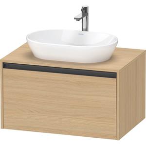 Duravit Ketho 2 wastafelonderbouwkast incl. consoleplaat met 1 lade 80x55x45.9cm met handgreep antraciet natuur eiken mat K24885030300000