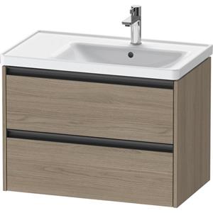 Duravit Ketho 2 wastafelonderbouwkast met 2 laden voor waskom rechts 78.4x45.5x54.9cm met grepen antraciet eiken terra mat K25286035350000