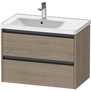 Duravit Ketho 2 wastafelonderbouwkast met 2 laden voor waskom links 78.4x45.5x54.9cm met grepen antraciet eiken terra mat K25285035350000