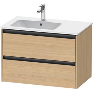 Duravit Ketho 2 wastafelonderbouwkast met 2 laden voor waskom links 81x48x54.9cm met grepen antraciet natuur eiken mat K25267030300000