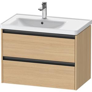 Duravit Ketho 2 wastafelonderbouwkast met 2 laden voor waskom links 78.4x45.5x54.9cm met grepen antraciet natuur eiken mat K25285030300000