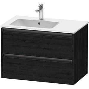 Duravit Ketho 2 wastafelonderbouwkast met 2 laden voor waskom links 81x48x54.9cm met grepen antraciet eiken zwart mat K25267016160000