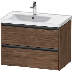 Duravit Ketho 2 wastafelonderbouwkast met 2 laden voor waskom links 78.4x45.5x54.9cm met grepen antraciet donker noten mat K25285021210000