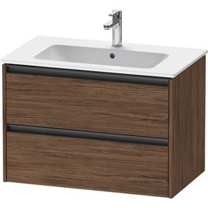 Duravit Ketho 2 wastafelonderbouwkast met 2 laden 81x48x55cm met grepen antraciet donker noten mat K25263021210000