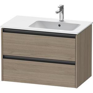 Duravit Ketho 2 wastafelonderbouwkast met 2 laden voor waskom rechts 81x48x54.9cm met grepen antraciet eiken terra mat K25268035350000