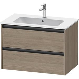 Duravit Ketho 2 wastafelonderbouwkast met 2 laden 81x48x55cm met grepen antraciet eiken terra mat K25263035350000