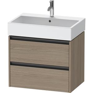 Duravit Ketho 2 wastafelonderbouwkast met 2 laden 68.4x46x54.9cm met grepen antraciet eiken terra mat K25276035350000