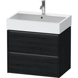 Duravit Ketho 2 wastafelonderbouwkast met 2 laden 68.4x46x54.9cm met grepen antraciet eiken zwart mat K25276016160000