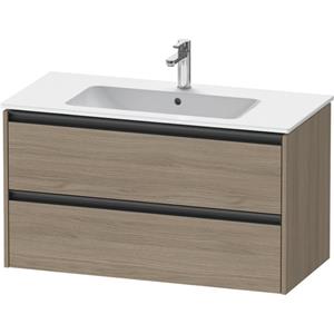 Duravit Ketho 2 wastafelonderbouwkast met 2 laden 101x48x55cm met grepen antraciet eiken terra mat K25264035350000