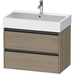 Duravit Ketho 2 wastafelonderbouwkast met 2 laden 78.4x46x54.9cm met grepen antraciet eiken terra mat K25277035350000