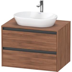 Duravit Ketho 2 wastafelonderbouwkast incl. consoleplaat met 2 laden 80x55x56.8cm met handgrepen antraciet noten mat K24895079790000