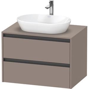 Duravit Ketho 2 wastafelonderbouwkast incl. consoleplaat met 2 laden 80x55x56.8cm met handgrepen antraciet basalt mat K24895043430000