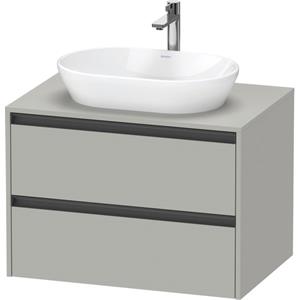 Duravit Ketho 2 wastafelonderbouwkast incl. consoleplaat met 2 laden 80x55x56.8cm met handgrepen antraciet betongrijs mat K24895007070000