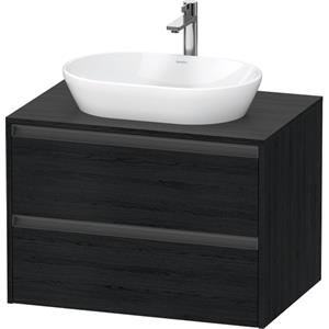 Duravit Ketho 2 wastafelonderbouwkast incl. consoleplaat met 2 laden 80x55x56.8cm met handgrepen antraciet eiken zwart mat K24895016160000